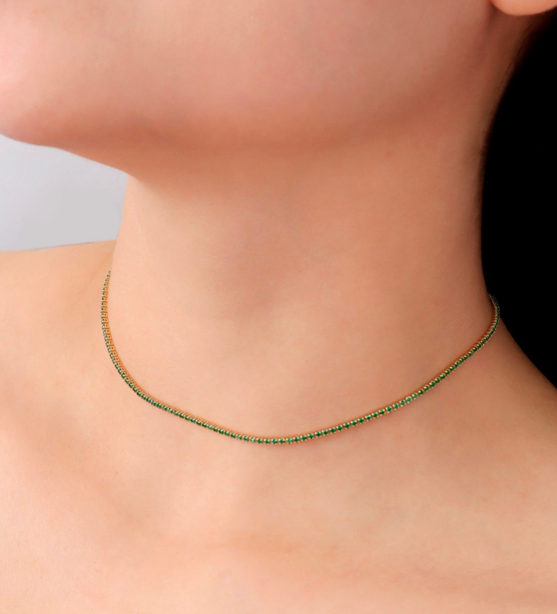Green Cubic Zirconia Tennis Necklace – Gold Plated — original product photo 7