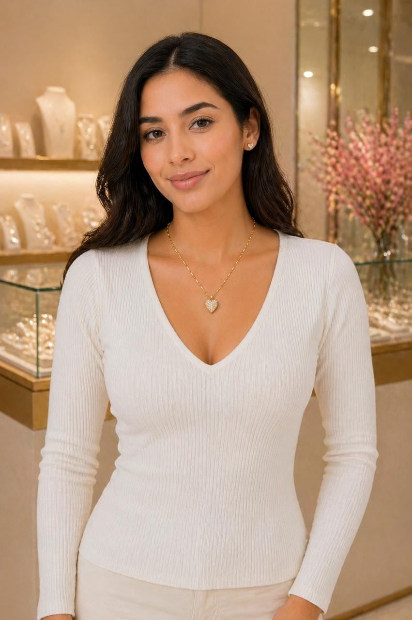 White Cubic Zirconia Heart Necklace – Gold Plated — original product photo 2