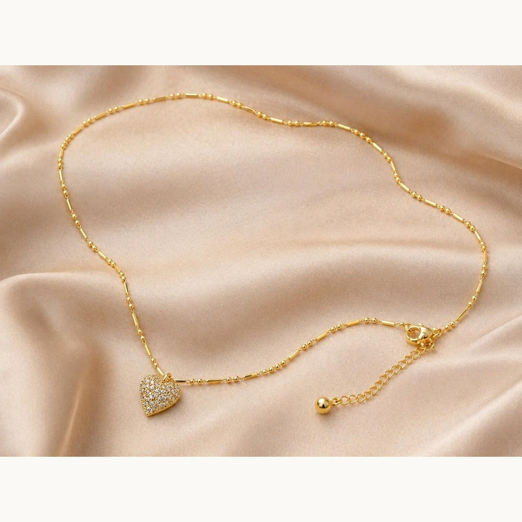 White Cubic Zirconia Heart Necklace – Gold Plated — original product photo 5