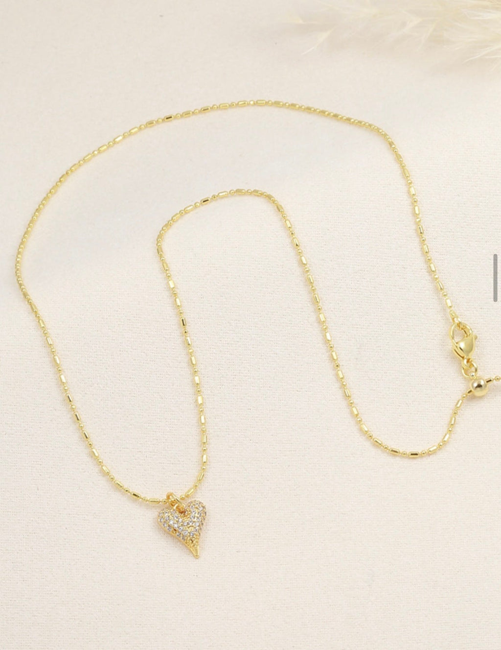 White Cubic Zirconia Heart Necklace – Gold Plated — original product photo 6
