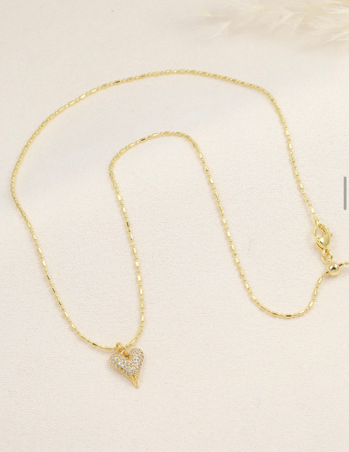 White Cubic Zirconia Heart Necklace – Gold Plated — original product photo 6
