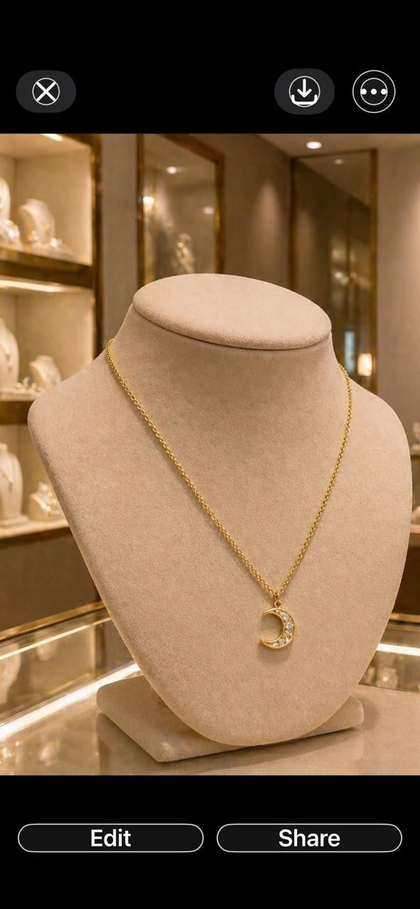 Sparkling Moon Pendant Necklace – Gold Plated — original product photo 4