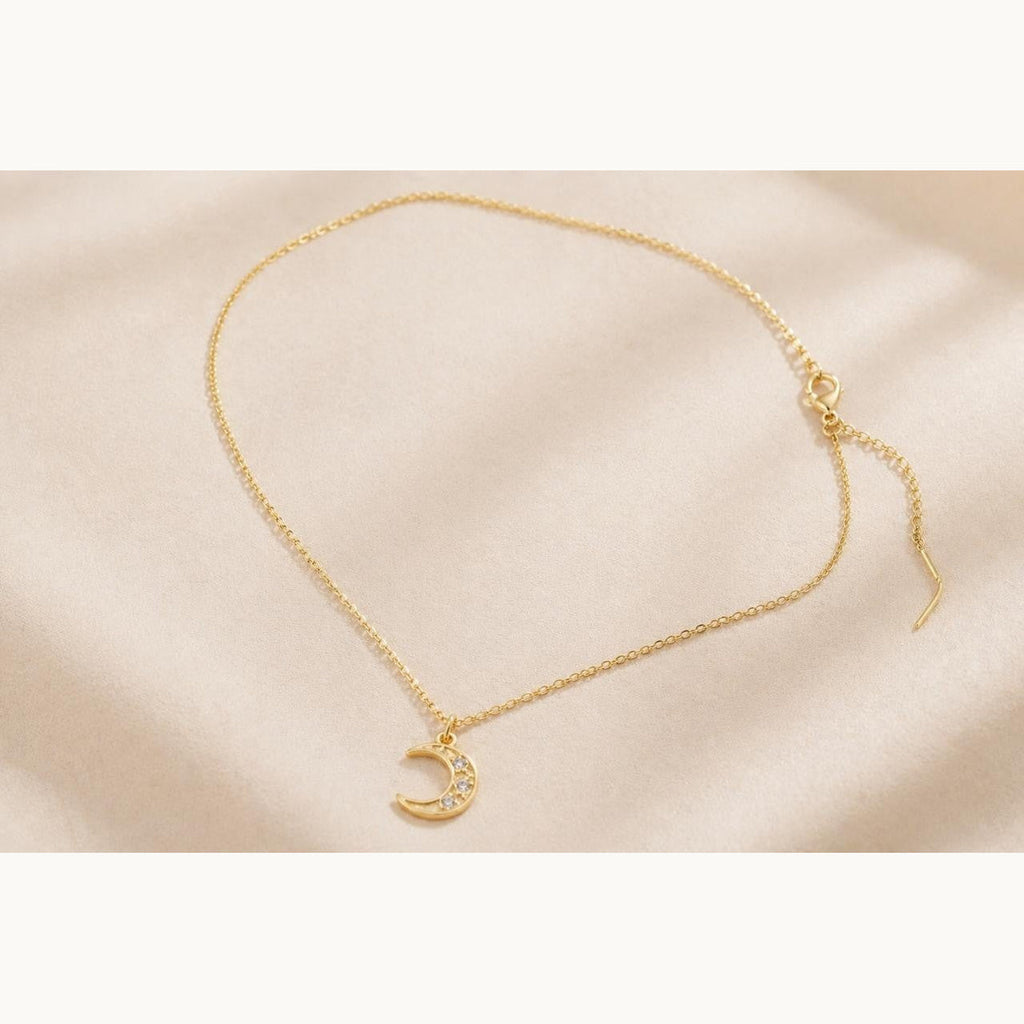 Sparkling Moon Pendant Necklace – Gold Plated — original product photo 5