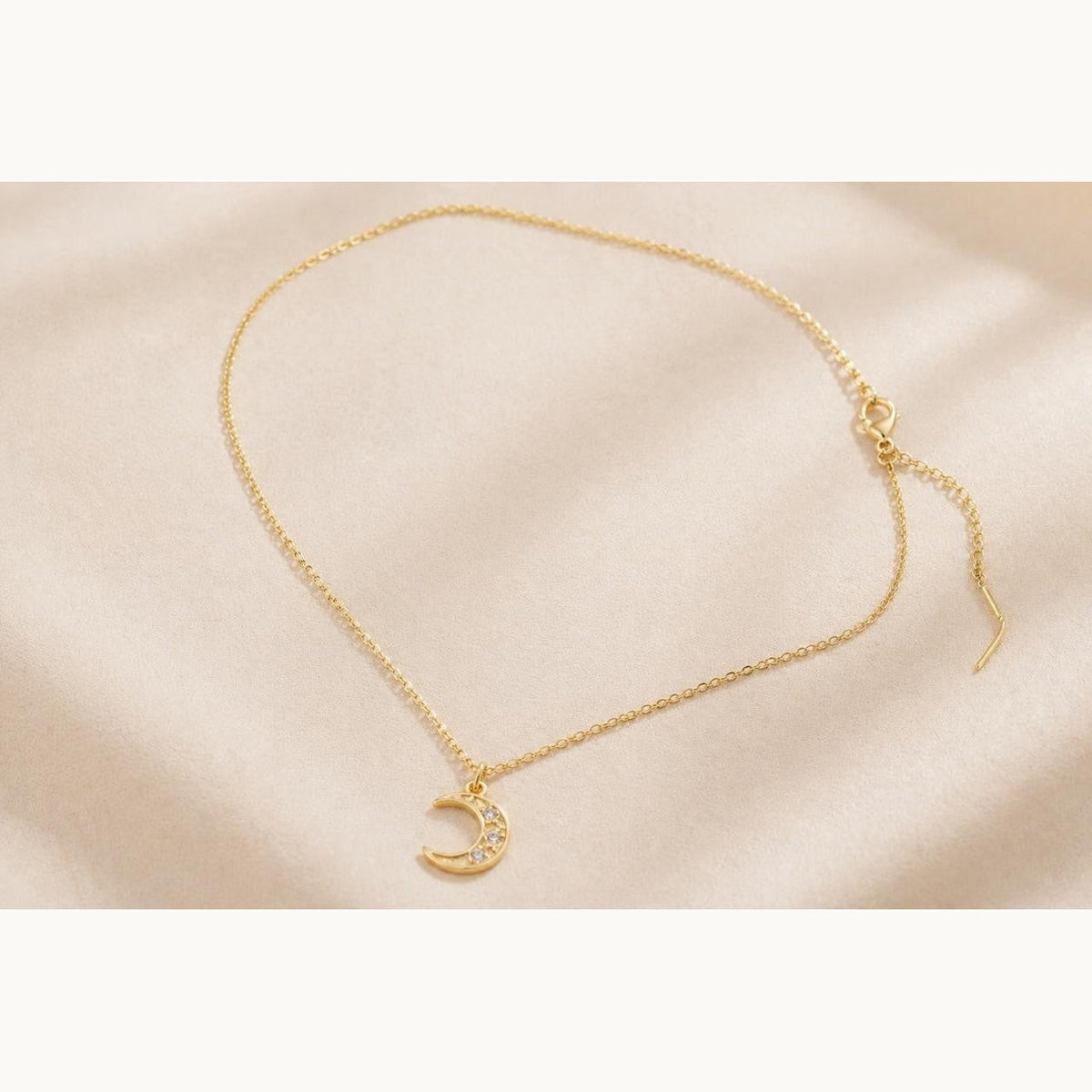 Sparkling Moon Pendant Necklace – Gold Plated — original product photo 5