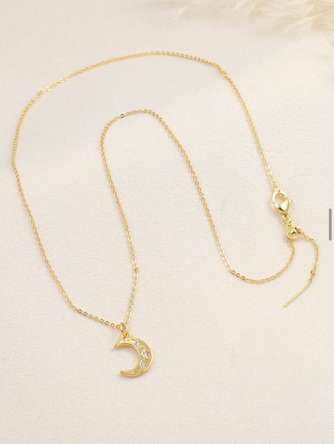 Sparkling Moon Pendant Necklace – Gold Plated — original product photo 6