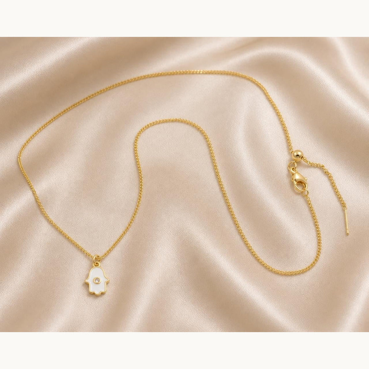 Hamsa Hand Pendant Necklace – Gold Plated — original product photo 3
