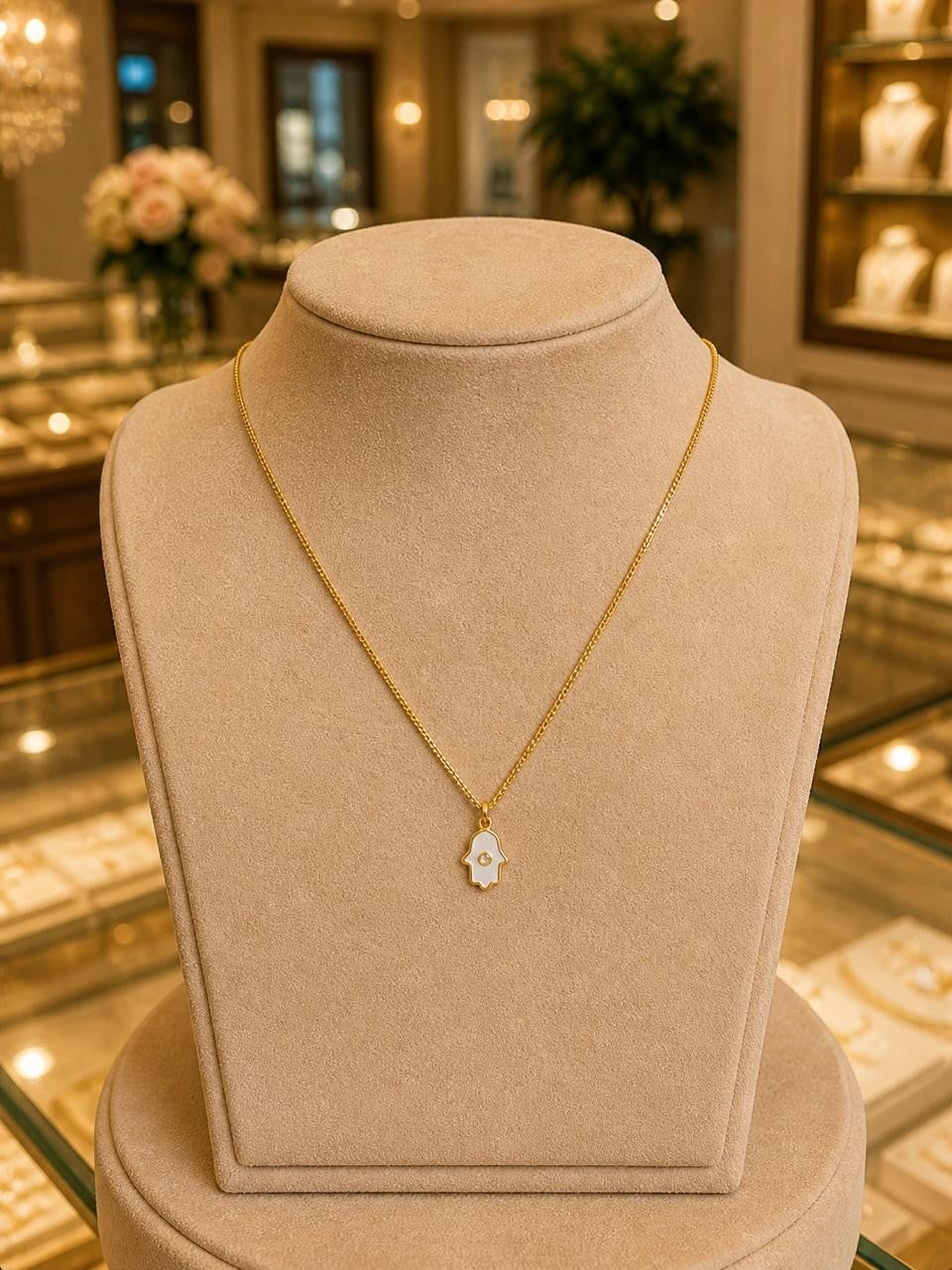 Hamsa Hand Pendant Necklace – Gold Plated — original product photo 4