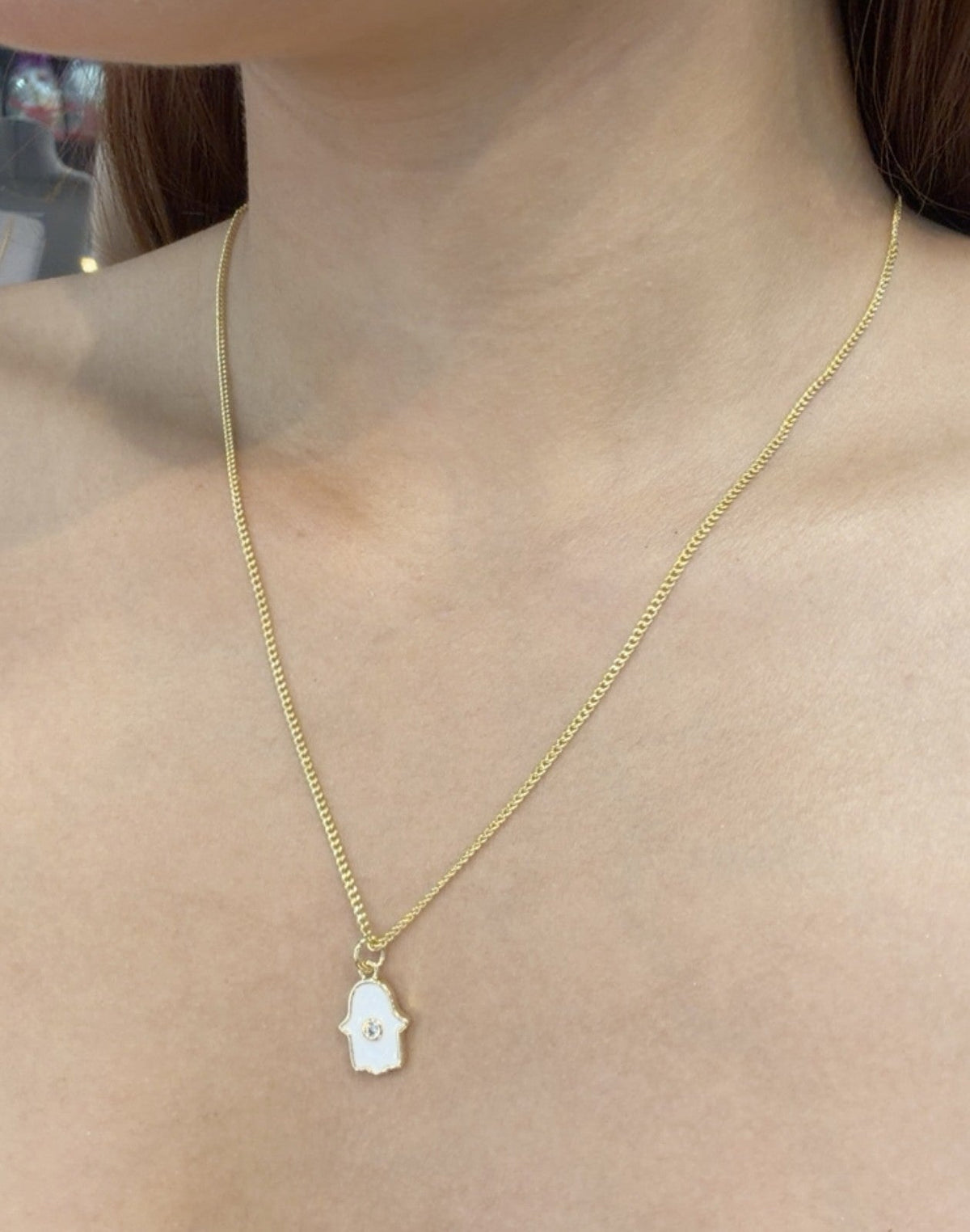 Hamsa Hand Pendant Necklace – Gold Plated — original product photo 5