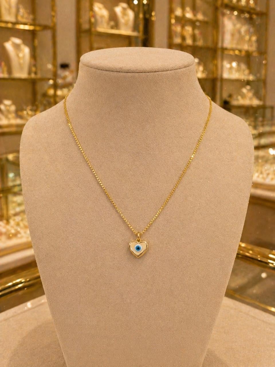 Blue & White Enamel Evil Eye Necklace – Gold Plated — original product photo 4