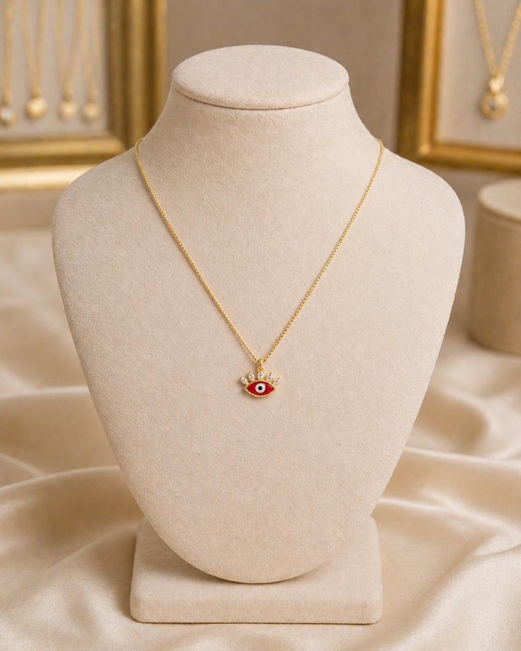 Red Enamel Evil Eye Necklace – Gold Plated — original product photo 4