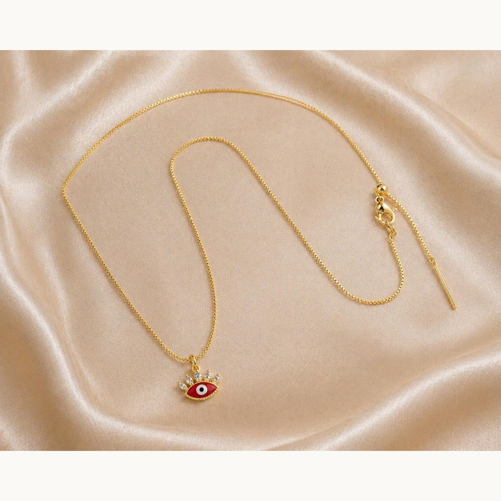 Red Enamel Evil Eye Necklace – Gold Plated — original product photo 5