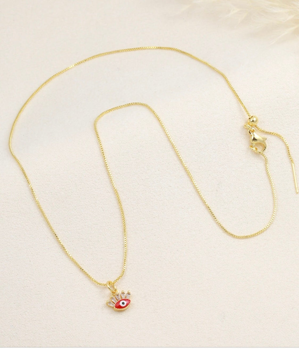 Red Enamel Evil Eye Necklace – Gold Plated — original product photo 6
