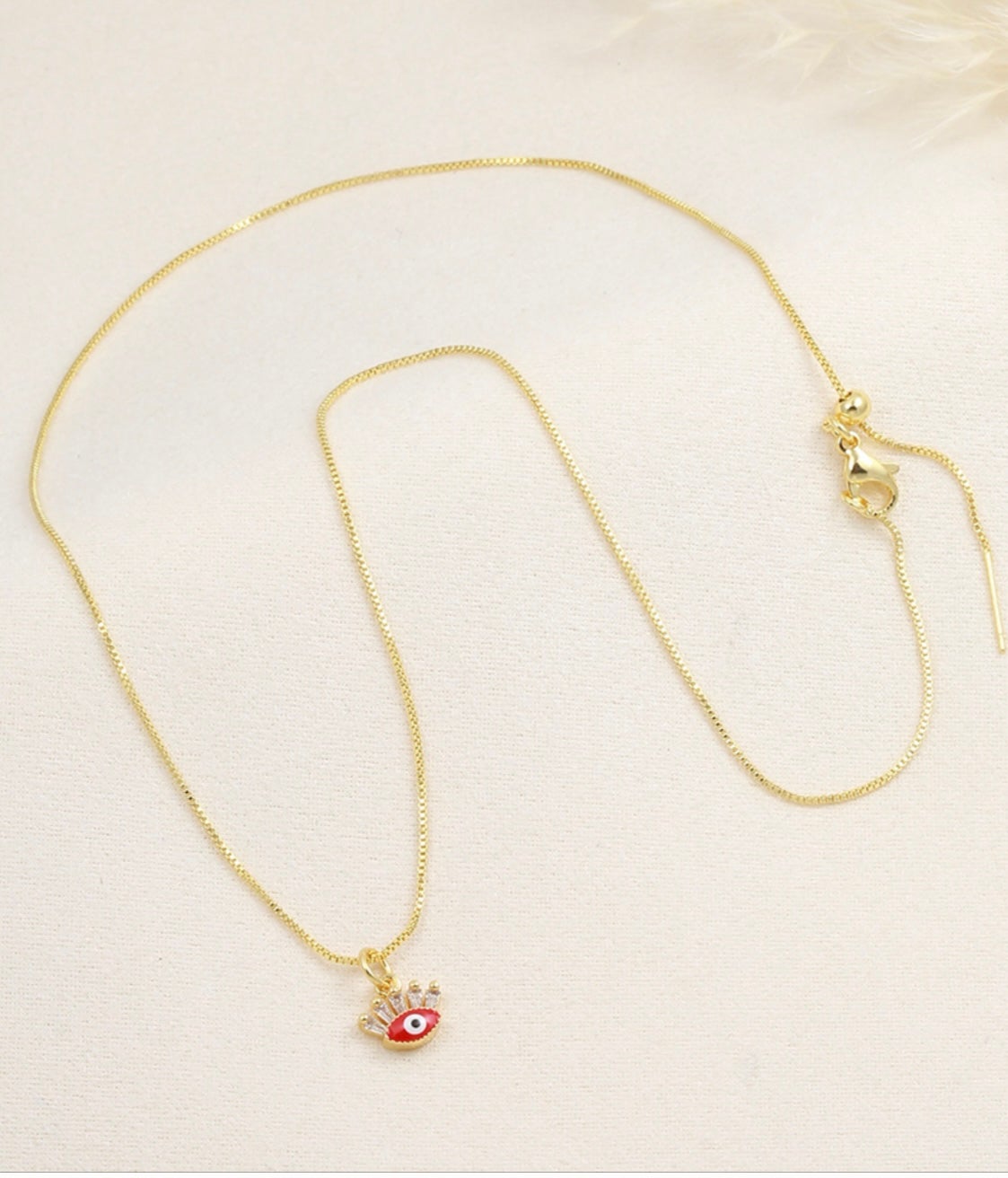 Red Enamel Evil Eye Necklace – Gold Plated — original product photo 6