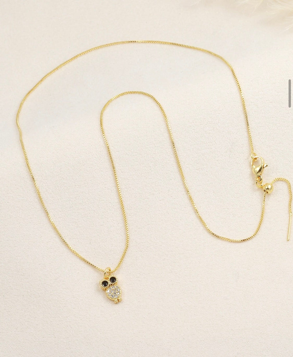 Sparkling Owl Pendant Necklace – Gold Plated — original product photo 6