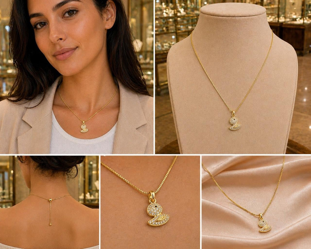 Sparkling Duck Adjustable Necklace – Gold Plated — original product photo 4