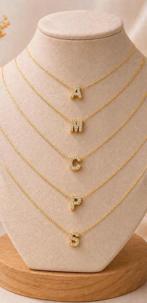 Sparkling Initial Pendant Necklace – Gold Plated — original product photo 5