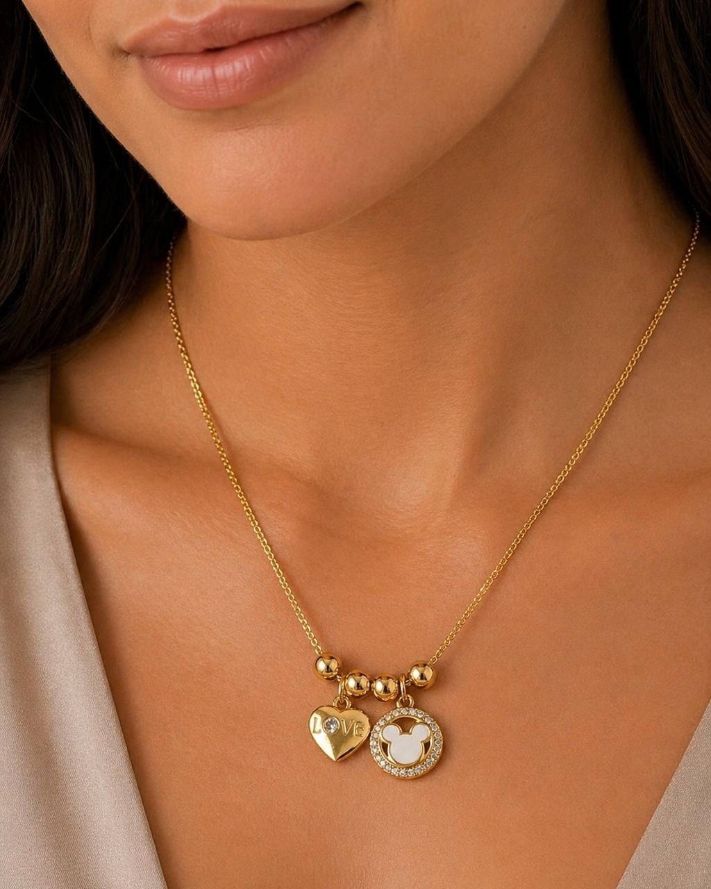 Double Heart Adjustable Necklace – Gold Plated — original product photo 1