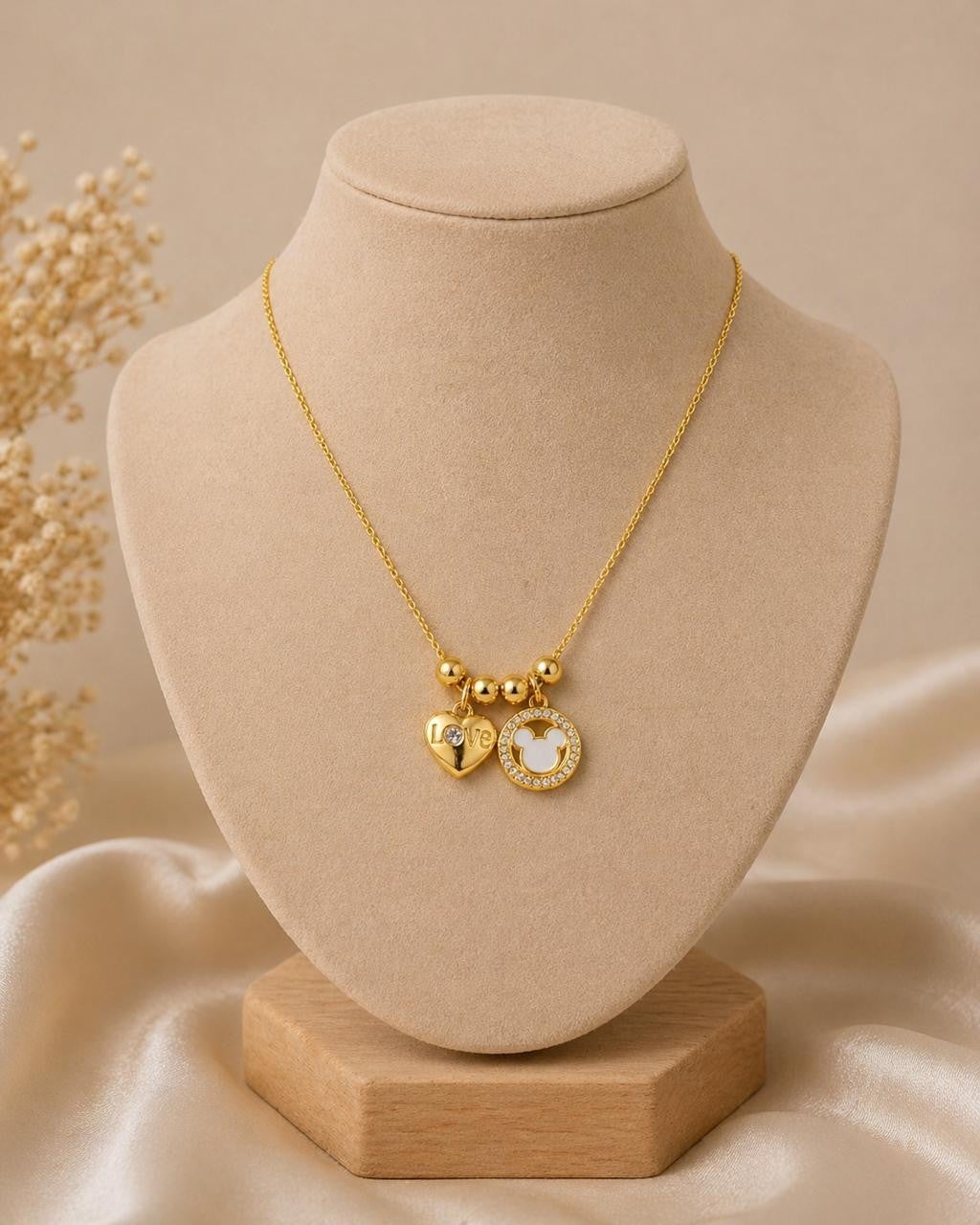 Double Heart Adjustable Necklace – Gold Plated — original product photo 3