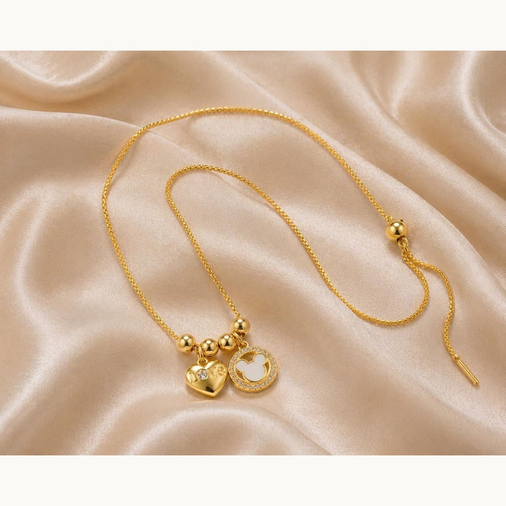 Double Heart Adjustable Necklace – Gold Plated — original product photo 4