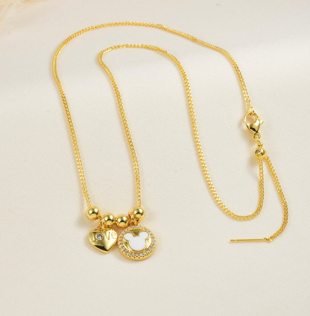 Double Heart Adjustable Necklace – Gold Plated — original product photo 5