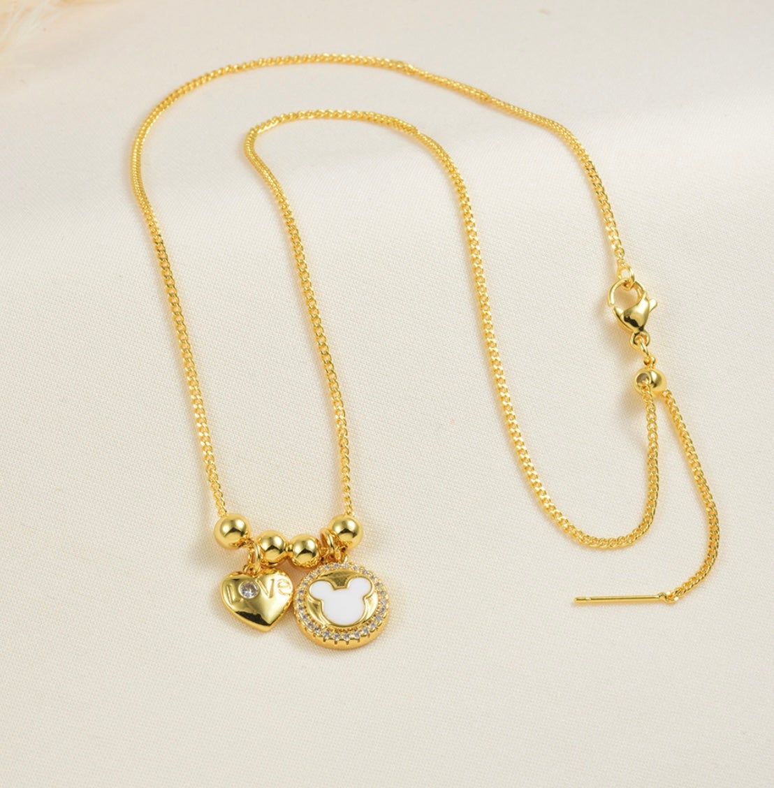 Double Heart Adjustable Necklace – Gold Plated — original product photo 5