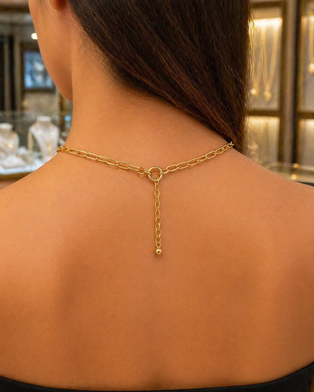 Flower & Star Enamel Paperclip Necklace – Gold Plated — original product photo 3