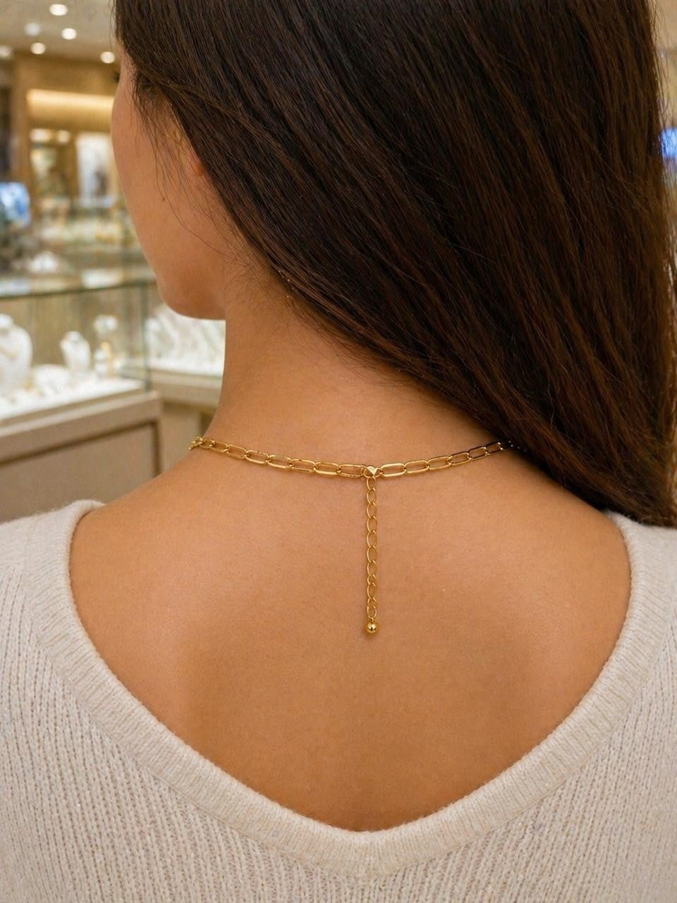 Enamel Bear & Sparkling Heart Paperclip Necklace – Gold Plated — original product photo 4