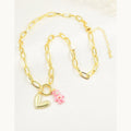 Enamel Bear & Sparkling Heart Paperclip Necklace – Gold Plated — original product photo 6