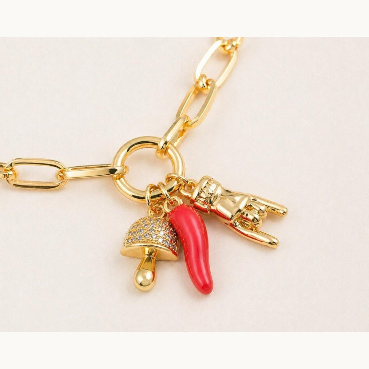Red Chili Charm Paperclip Necklace – Gold Plated — original product photo 3