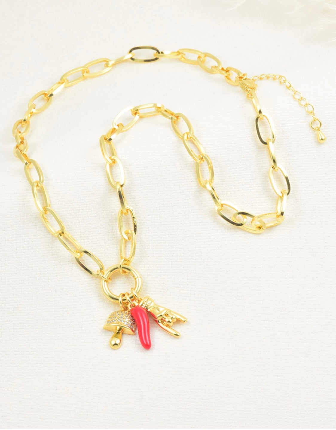 Red Chili Charm Paperclip Necklace – Gold Plated — original product photo 4
