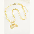 Heart & Mushroom Statement Necklace – Gold Plated — original product photo 4