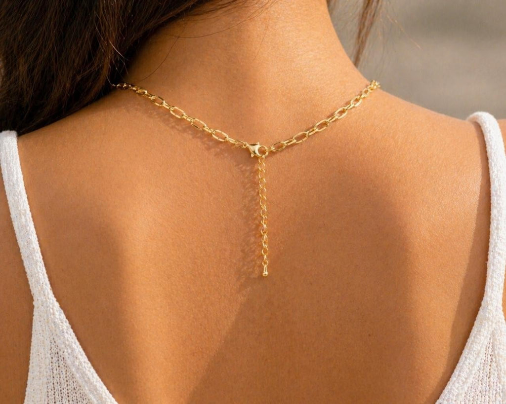 Sun & Palm Tree Paperclip Necklace – Gold Plated — original product photo 3
