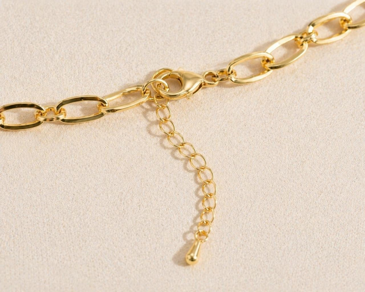 Sun & Palm Tree Paperclip Necklace – Gold Plated — original product photo 6