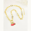 Cherry & Beetle Paperclip Necklace – Gold Plated — original product photo 4