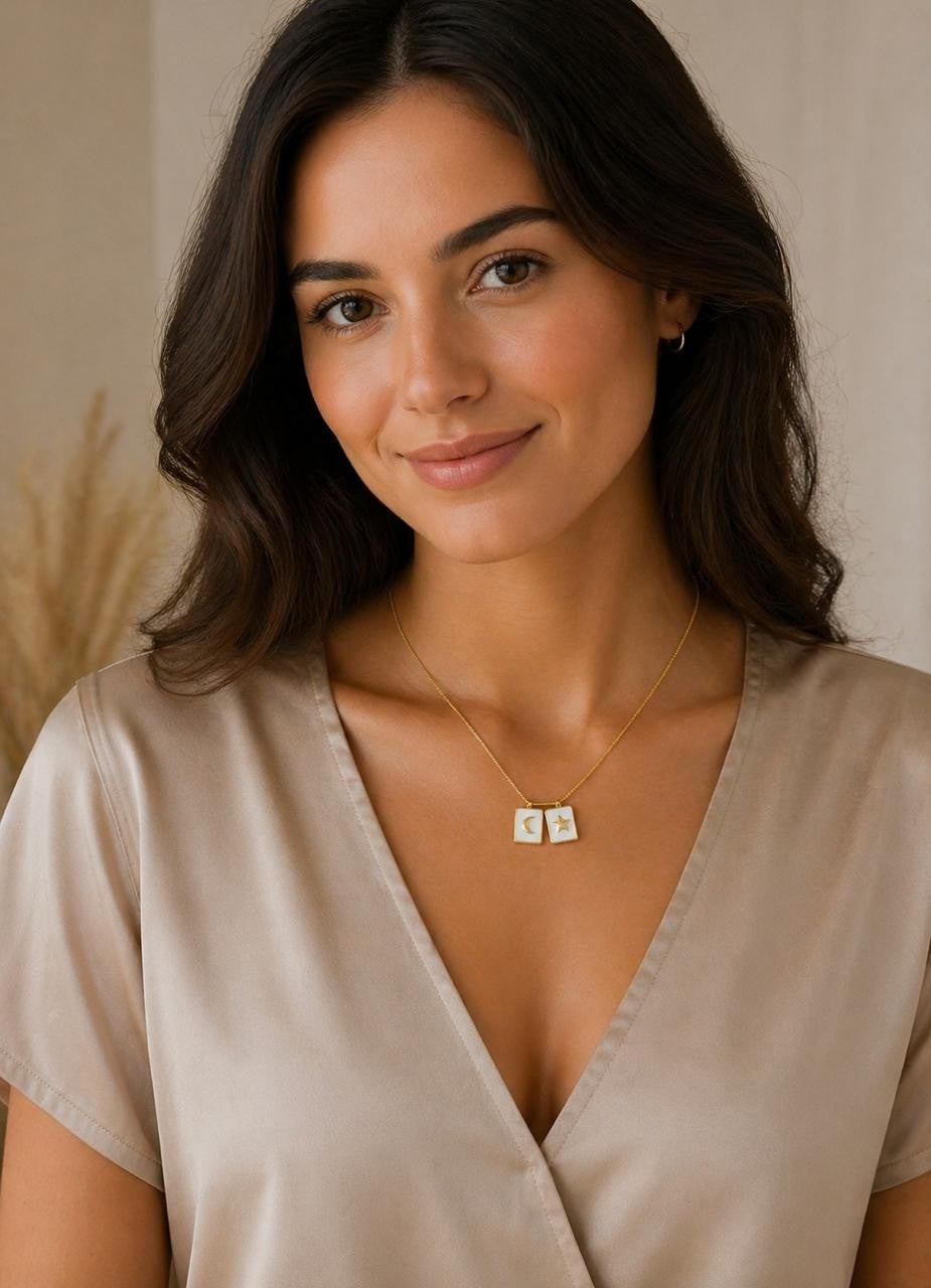 Moon & Star Adjustable Bolo Necklace – Gold Plated — original product photo 2
