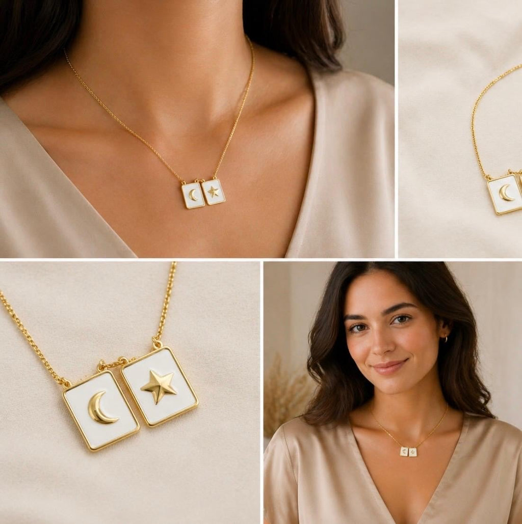 Moon & Star Adjustable Bolo Necklace – Gold Plated — original product photo 3