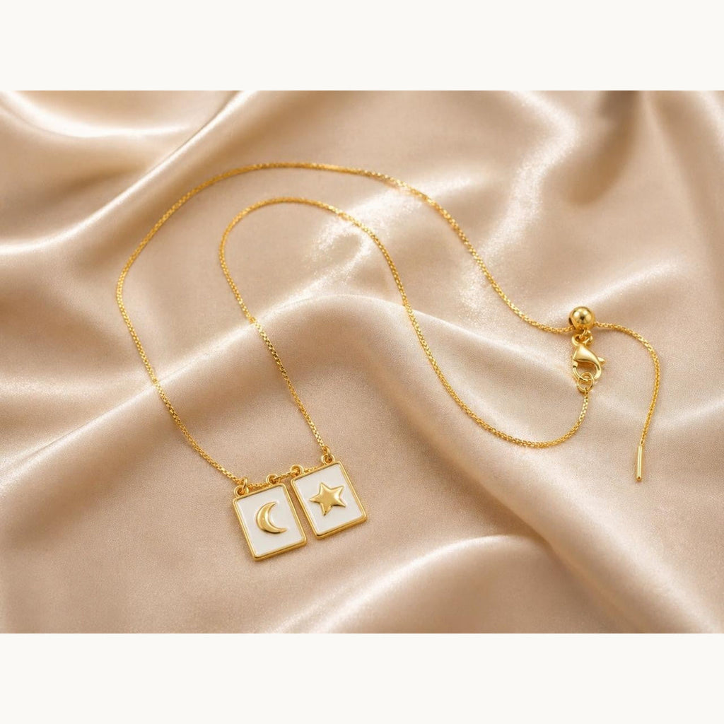 Moon & Star Adjustable Bolo Necklace – Gold Plated — original product photo 5