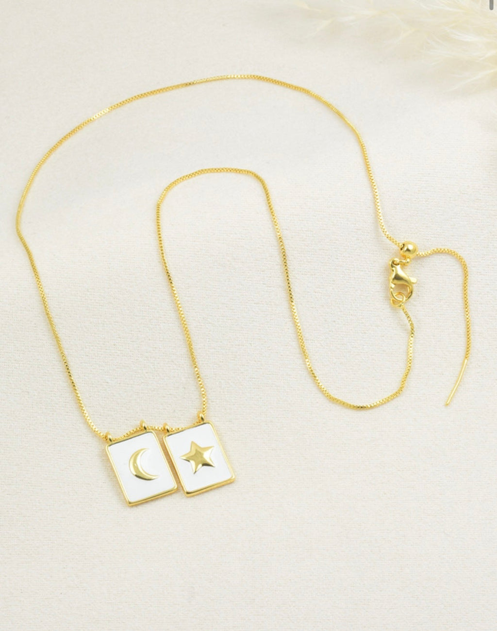 Moon & Star Adjustable Bolo Necklace – Gold Plated — original product photo 6