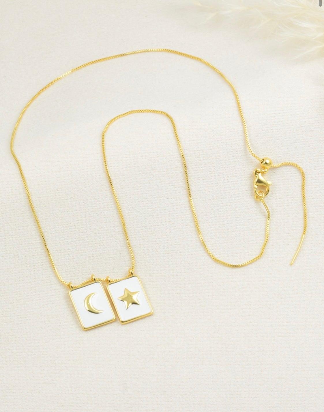 Moon & Star Adjustable Bolo Necklace – Gold Plated — original product photo 6