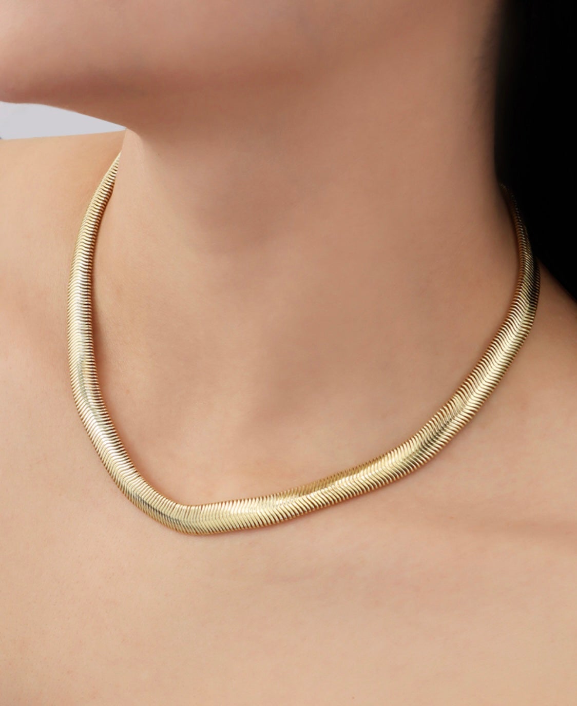 Polished Flat Snake Chain – Gold Plated — original product photo 3