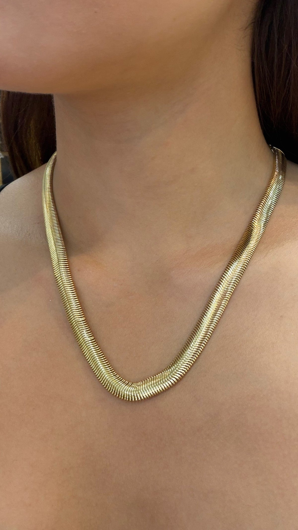 Polished Flat Snake Chain – Gold Plated — original product photo 4