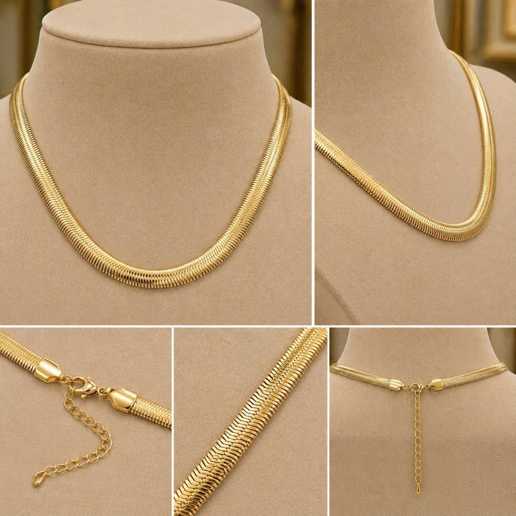 Polished Flat Snake Chain – Gold Plated — original product photo 6