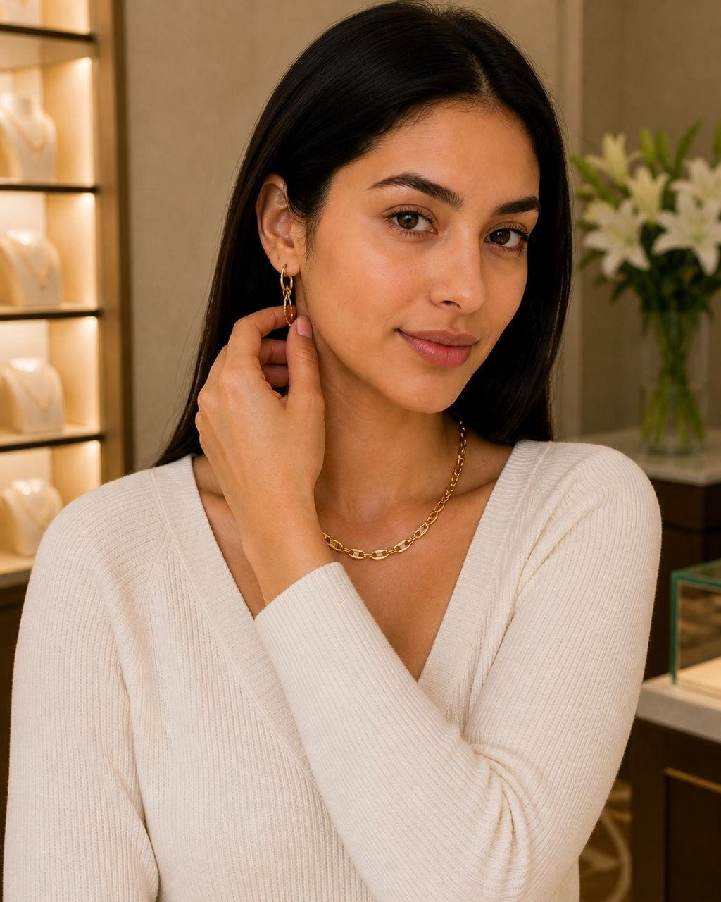 Textured Mariner Link Chain Necklace – Gold Plated — original product photo 5