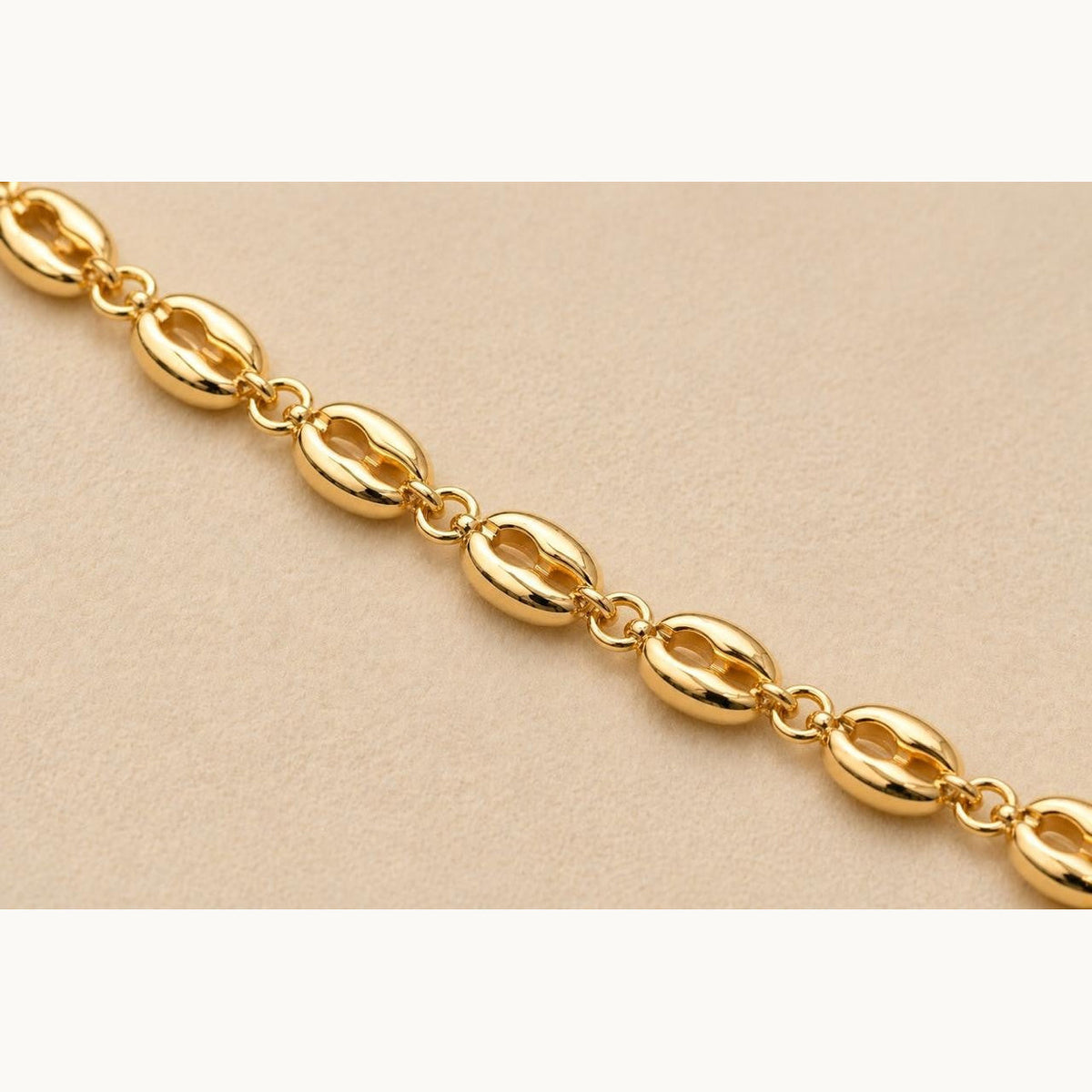 Coffee Bean Link Chain Necklace – 20″ – Gold Plated — original product photo 1