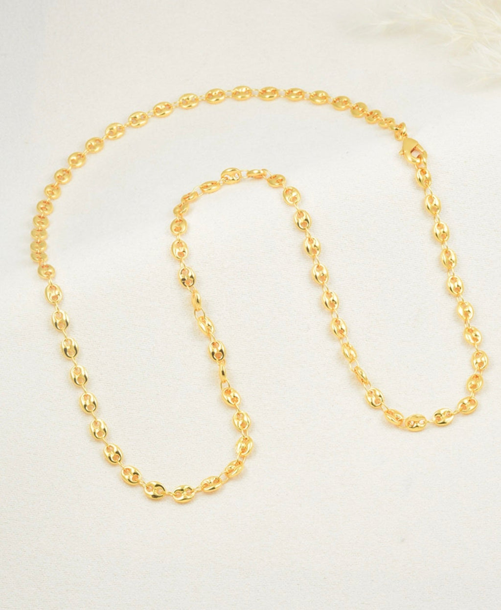 Coffee Bean Link Chain Necklace – 20″ – Gold Plated — original product photo 4