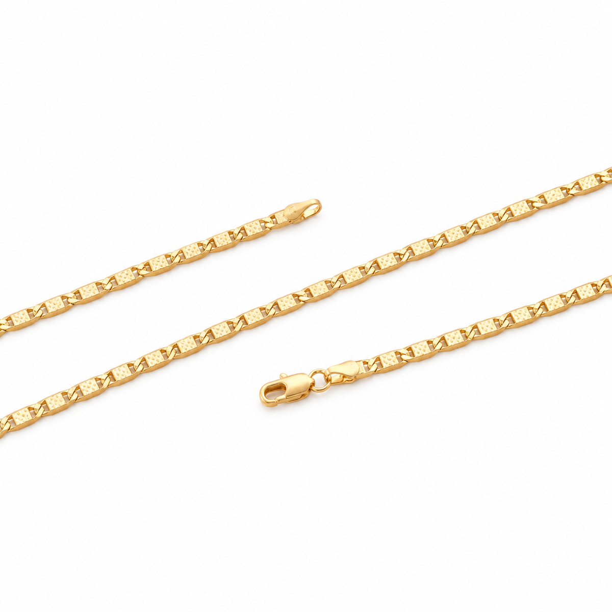 Flat Figaro Chain Necklace 18K Gold Filled — Product view · white background