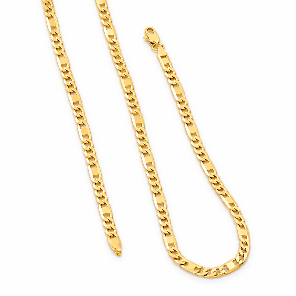 Figaro Link Chain 21.7 in 18K Gold Filled — Product view · white background
