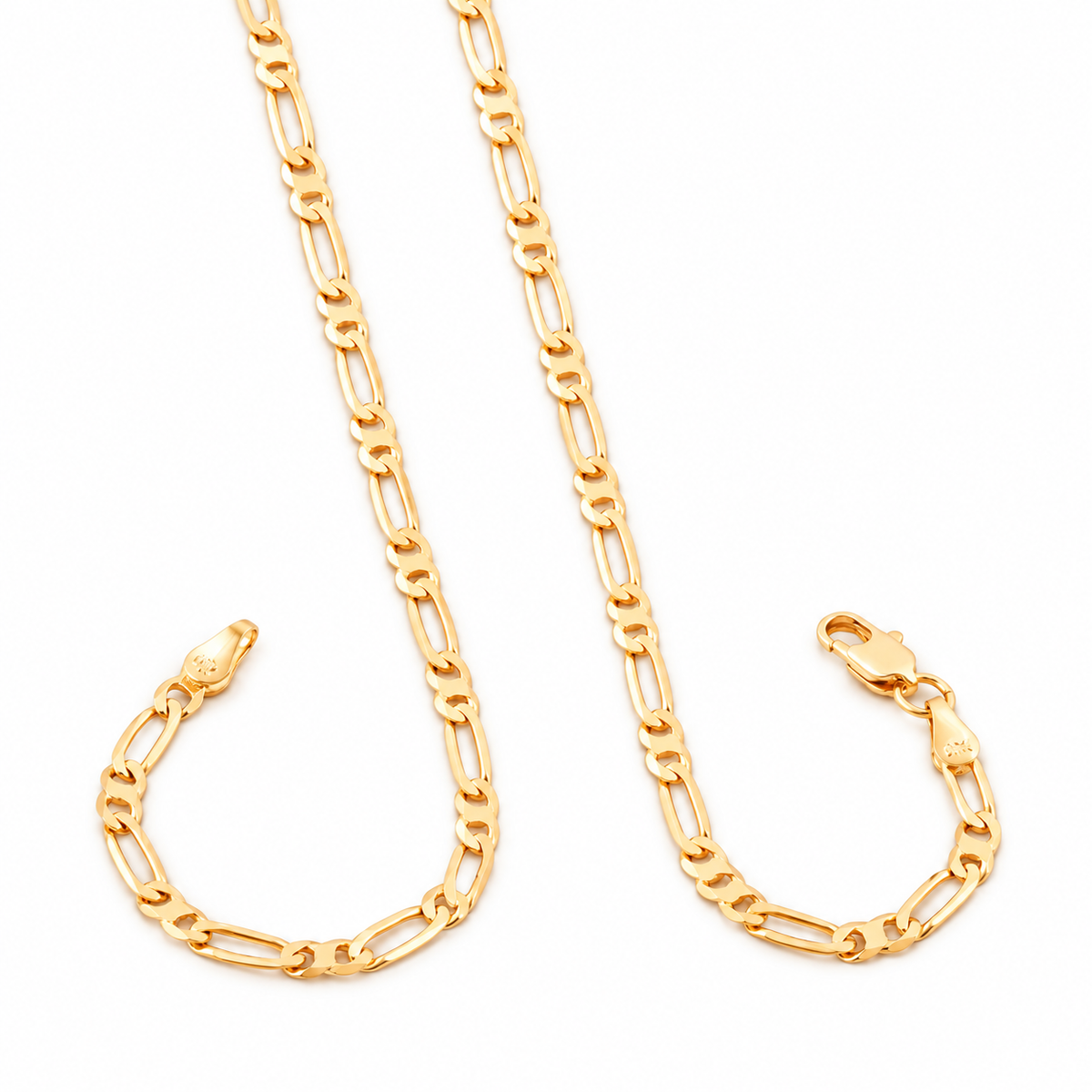 Figaro Link Chain - 18K Gold Filled — Product view · white background
