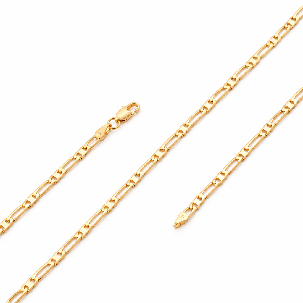 Figaro Chain Necklace 24" 18K Gold Filled — Product view · white background