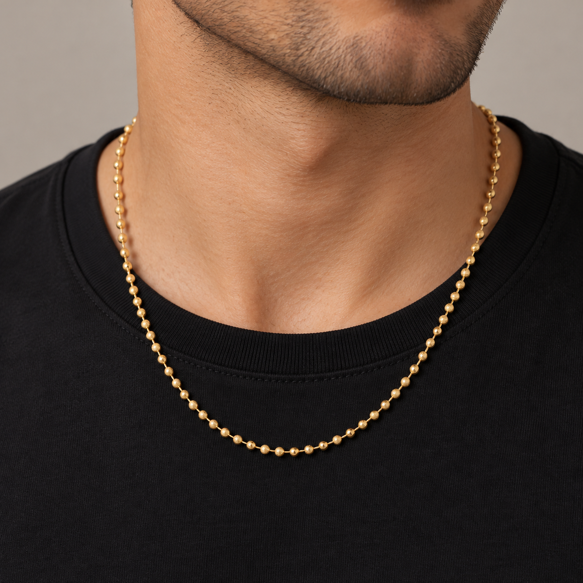 cadena hombre militar -Gold filled18k — Worn view